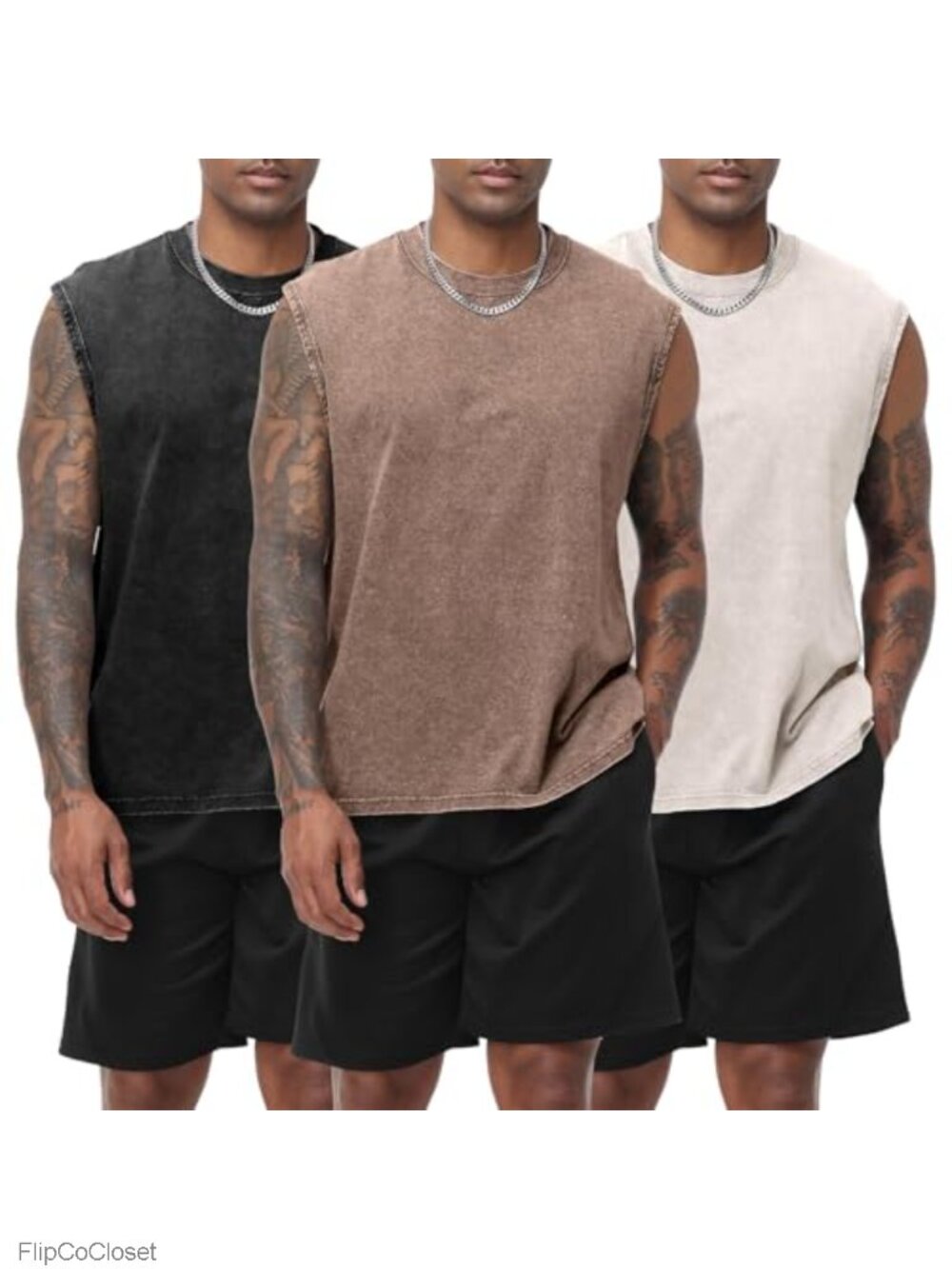 Men Vintage Washed Cotton Muscle Tank Top Sleeveless Gym Workout Shirt